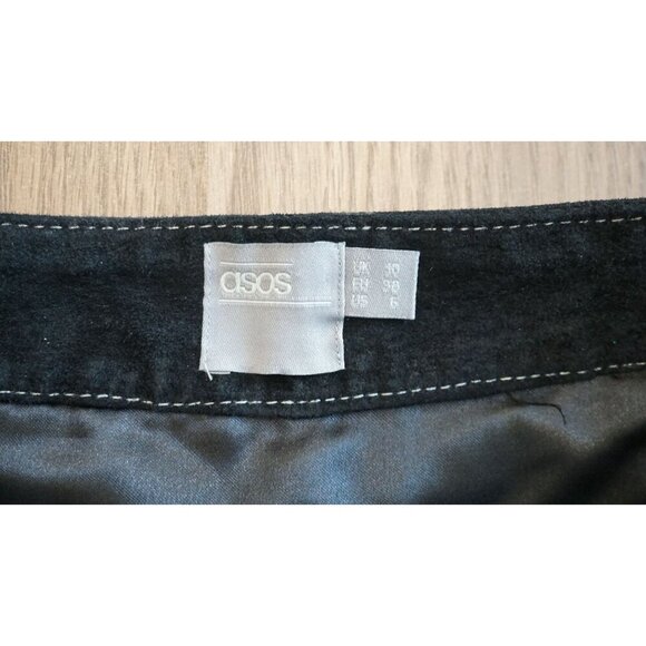 ASOS A-Line Suede Mini Skirt with Contrast Stitch and Button - Size 6 - Picture 4 of 12